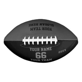 Balón De Fútbol Americano Fútbol gris negro personalizado con nombre, número