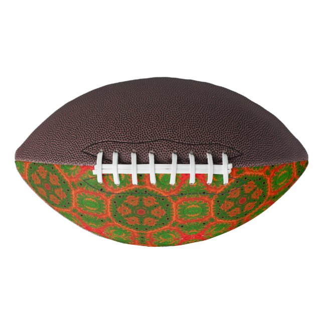 Balón De Fútbol Americano Fútbol naranja y Kaleidoscopio Verde (Anverso)