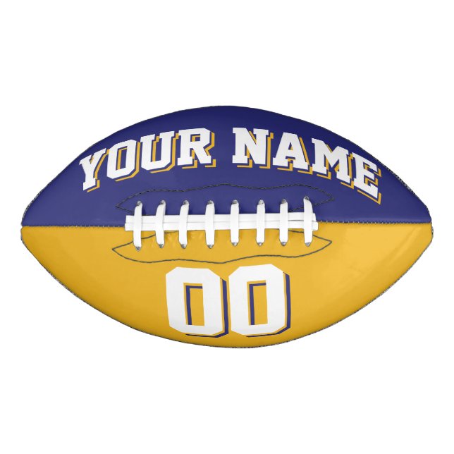 Balón De Fútbol Americano Fútbol Personalizado Azul Y Oro de la Marina BICOL (Anverso)