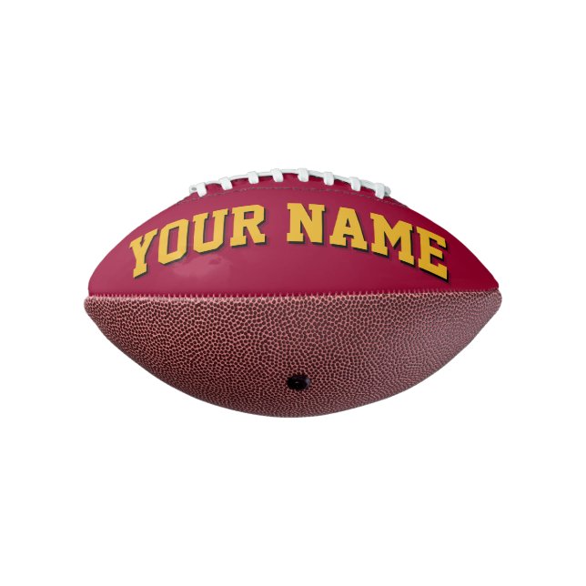 Balón De Fútbol Americano Fútbol Personalizado Mini MAROON Y GOLD (Girado 270)