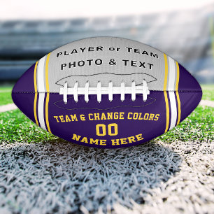 Balón De Fútbol Americano Fútbol personalizado púrpura y dorado con imágenes
