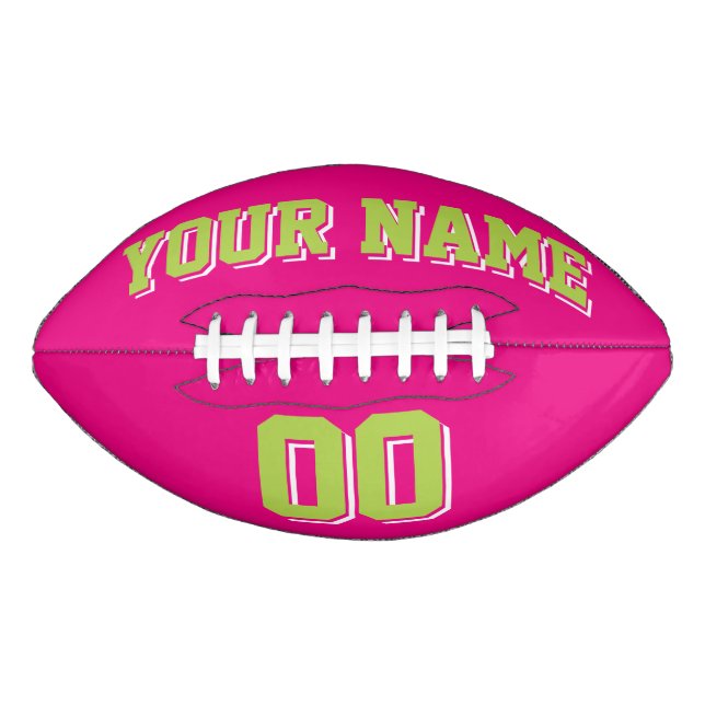Balón De Fútbol Americano Fútbol Personalizado VERDE Y BLANCO DE ROSA CALIEN (Anverso)