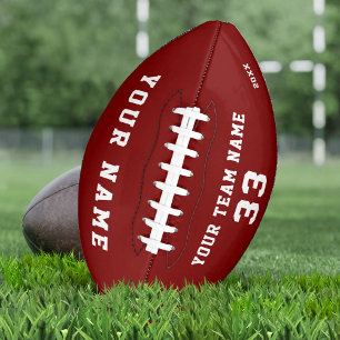 Balón De Fútbol Americano Fútbol rojo personalizado con nombre de número de 