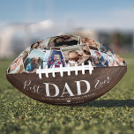 Balón De Fútbol Americano Fútbol Rustic Best Dad<br><div class="desc">Fútbol único día de los padres con antecedentes rústicos de impresión de madera,  un collage de fotos de 12 fotos familiares para que las reemplace con las suyas,  el dicho "MEJOR PAPÁ DE LA HISTORIA",  un corazón lindo,  y los nombres de los niños.</div>