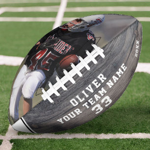 Balón De Fútbol Americano Fútbol Rústico Número de Nombre de Madera