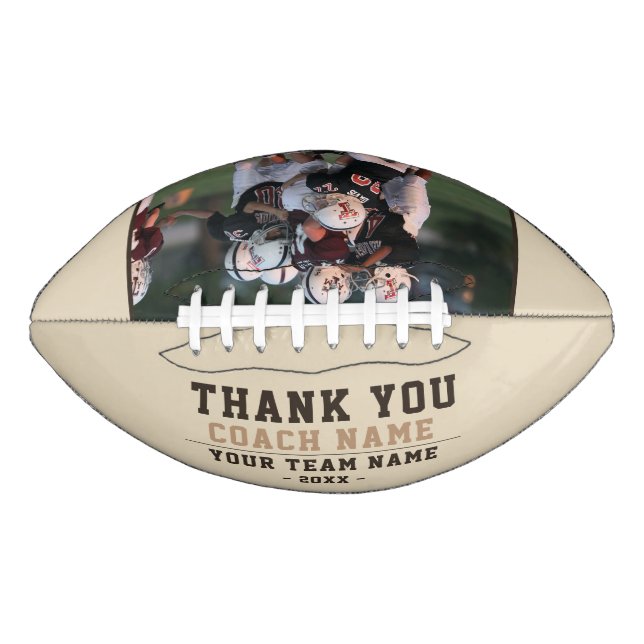Balón De Fútbol Americano Gracias Coach Team Name Photo (Anverso)