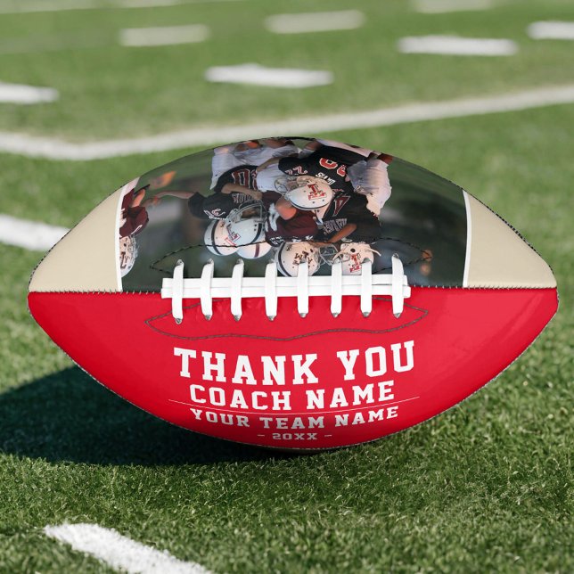 Balón De Fútbol Americano Gracias Coach Team Name Red Photo (Subido por el creador)