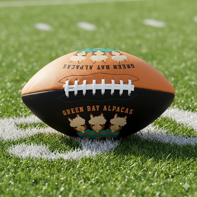 Balón De Fútbol Americano Gracioso equipo deportivo de Alpacas en la Bahía V (Funny Green Bay Alpacas Football Cover Photo)