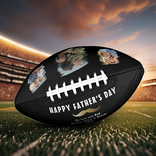 Balón De Fútbol Americano Gracioso Mustache Feliz Día del Padre 3 Foto (Subido por el creador)