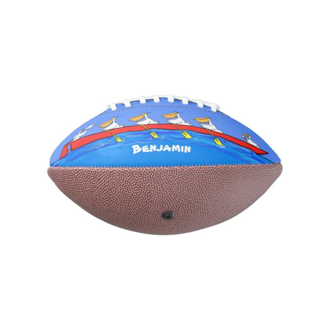 Balón De Fútbol Americano Graciosos pelícanos remando ilustracion personaliz (Girado 270)