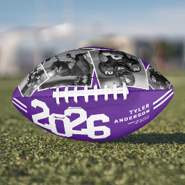 Balón De Fútbol Americano Graduación 2026 Senior 4 Foto Morado