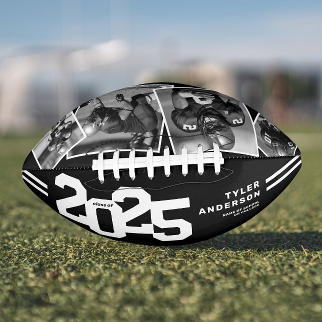 Balón De Fútbol Americano Graduación Senior 2025 4 Photo Black (Subido por el creador)