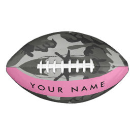 Balón De Fútbol Americano Gray Camouflage Pattern, Your name, Personalize
