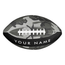 Balón De Fútbol Americano Gray Camouflage Pattern, Your name, Personalize