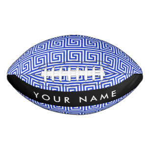 Balón De Fútbol Americano Griego de la llave del andén azul, tu nombre, pers