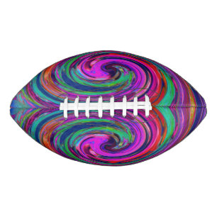 Balón De Fútbol Americano Groovy Abstracto Retro Magenta Oscuro Remolino Arc