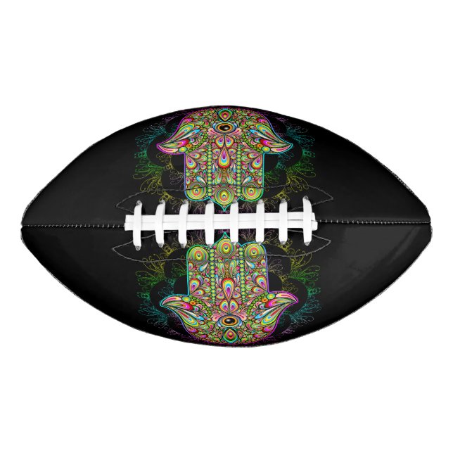 Balón De Fútbol Americano Hamsa Fatma Hand Psychedelic Art (Anverso)