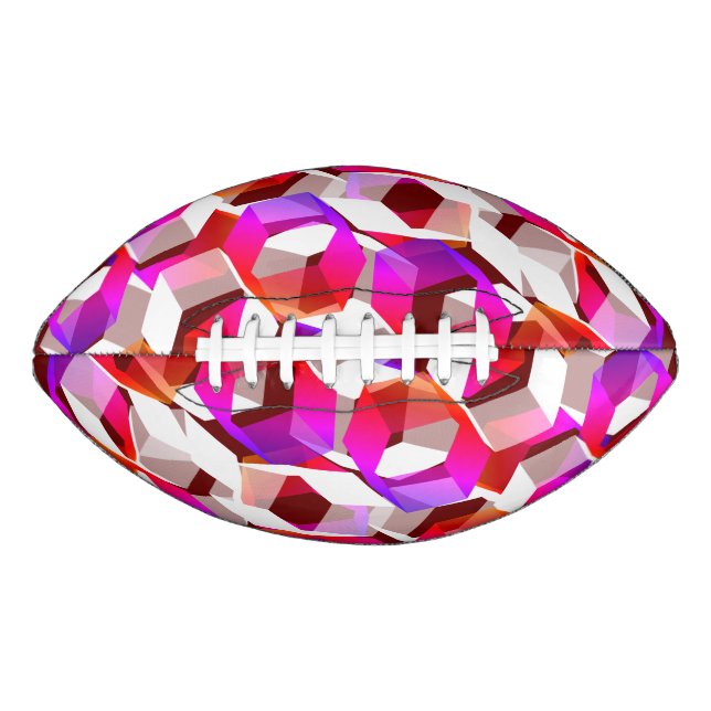 Balón De Fútbol Americano hexágonos blancos, rojos o rosados sobre fondo roj (Anverso)
