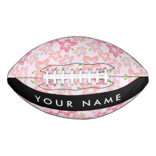 Balón De Fútbol Americano Hibisco Rosa, Flores Rosadas, Tu Nombre