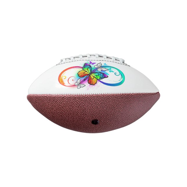Balón De Fútbol Americano Infinidad brillante con la mariposa arcoiris (Girado 270)