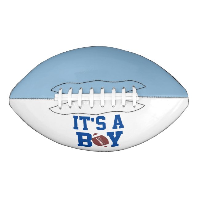 Balón De Fútbol Americano It's A Boy Baby Shower Sports Blue White Signature (Anverso)