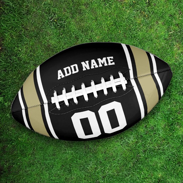 Balón De Fútbol Americano Jersey Stripes Black|Gold Personalizado (Subido por el creador)