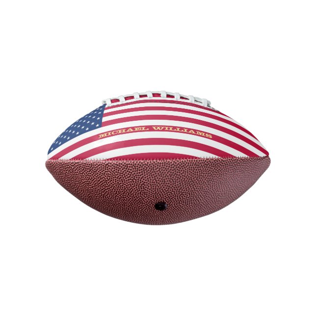 Balón De Fútbol Americano Jugador de equipo Monogramado de Bandera Estadouni (Girado 270)