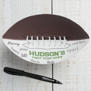 Balón De Fútbol Americano Keepsake del primer año del autografo