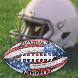 Balón De Fútbol Americano La bandera de EE.UU. enciende el nombre personaliz