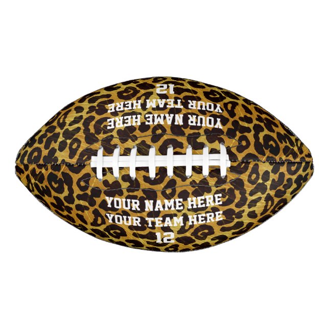 Balón De Fútbol Americano Leopard Imprimir Nombre Personalizado Equipo Númer (Anverso)