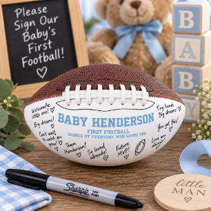 Balón De Fútbol Americano Libro de firmas alternativo para baby shower azul