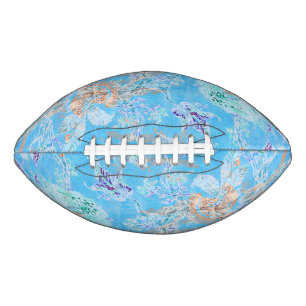 Balón De Fútbol Americano Lindo floral pastel azul