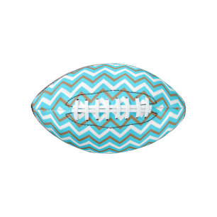 Balón De Fútbol Americano Líneas Azules Marrones Blancas en Zig Zag Olas Mar