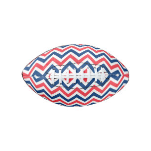 Balón De Fútbol Americano Líneas geométricas rojas azules blancas en zig zag