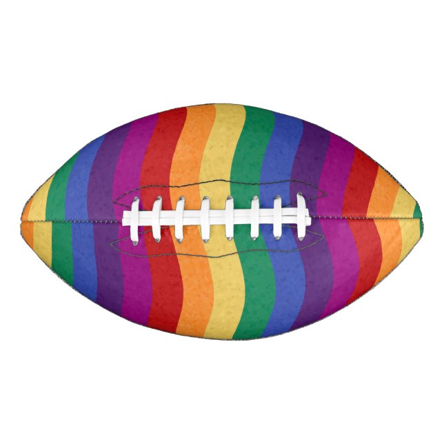 Balón De Fútbol Americano Líneas onduladas de color arcoiris (Anverso)