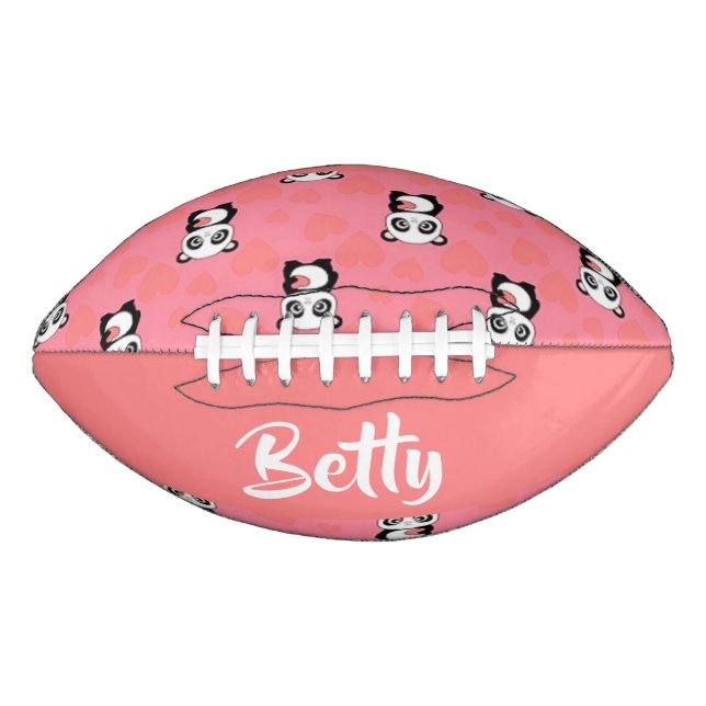 Balón De Fútbol Americano Los osos panda adoran el patrón rosa (Anverso)