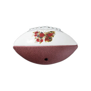 Balón De Fútbol Americano Mariposa de flor roja con rosas rojas