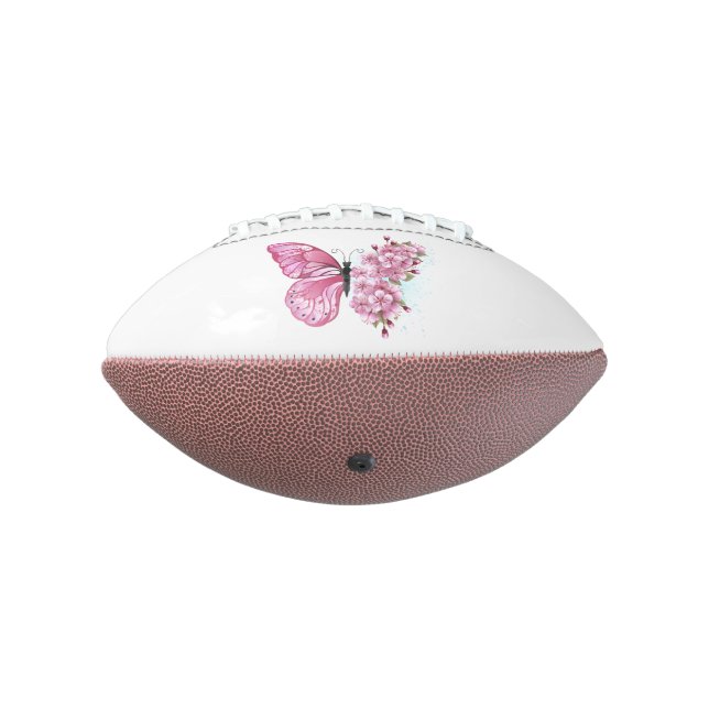 Balón De Fútbol Americano Mariposa de flores con Sakura rosa (Girado 270)