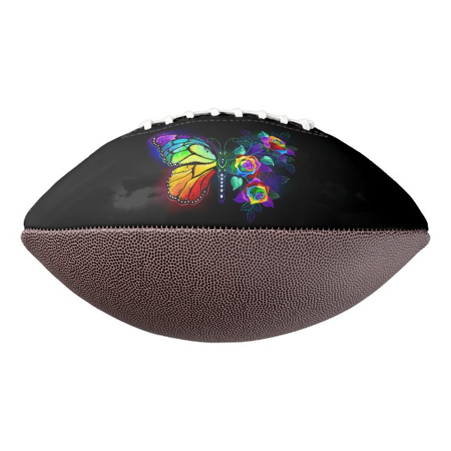 Balón De Fútbol Americano Mariposa florida arcoiris (Girado 270)