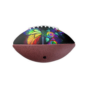 Balón De Fútbol Americano Mariposa florida arcoiris