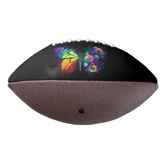 Balón De Fútbol Americano Mariposa florida arcoiris (Girado 270)