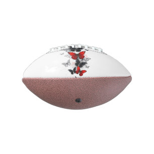 Balón De Fútbol Americano Mariposas Morpho voladoras negras y rojas