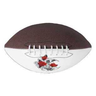 Balón De Fútbol Americano Media luna mecánica con rosas rojas