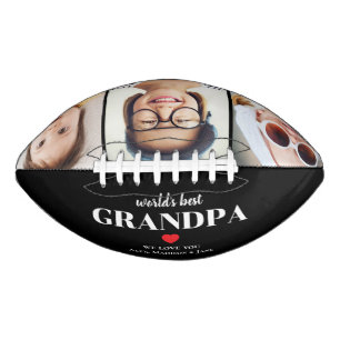 Balón De Fútbol Americano Mejor Abuelo del Mundo Te Amamos Collage de 3 Foto