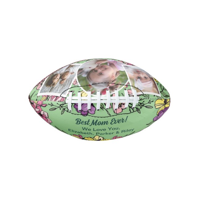 Balón De Fútbol Americano Mejor Collage de fotos de Mamá (Anverso)
