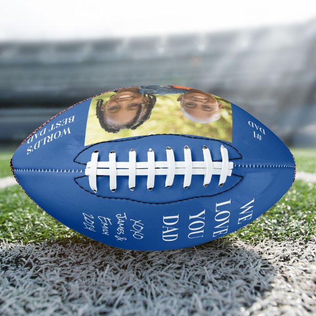 Balón De Fútbol Americano Mejor foto azul de papá (Subido por el creador)