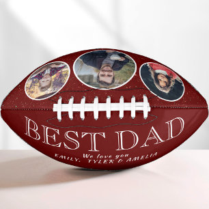 Balón De Fútbol Americano Mejor Papá Rojo Día del Padre Collage de 3 Fotos