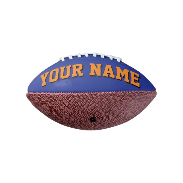 Balón De Fútbol Americano Mini Fútbol AZUL Y NARANJA Personalizado (Girado 270)