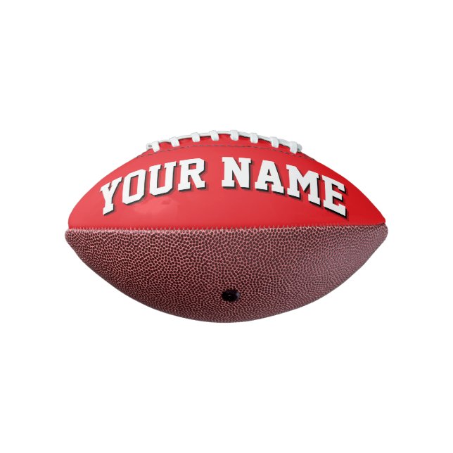 Balón De Fútbol Americano Mini Fútbol personalizado en ROJO Y BLANCO (Girado 270)