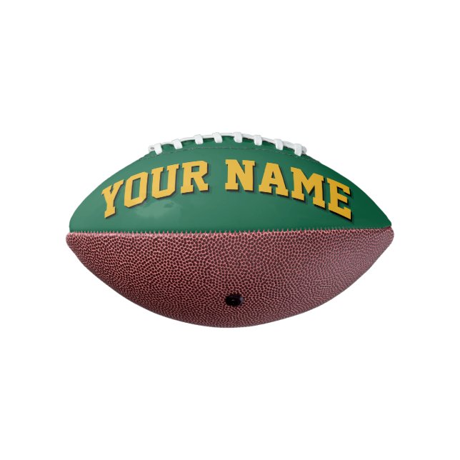 Balón De Fútbol Americano Mini Fútbol VERDE Y ORO Personalizado (Girado 270)